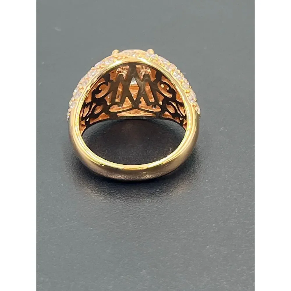 Vietnam 925 Rose Gold Plated 1.25 ct Blue Topaz CZ Cocktail Ring Sz‎ 7.75 - 7.8g